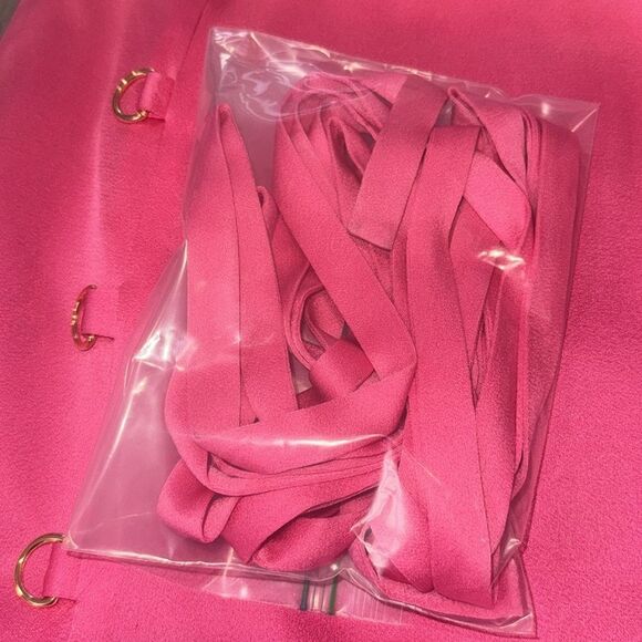 NWT Dundas Women's Pink Bambi Lace-Up Satin Mini Skirt Size IT40 US4 - Picture 11 of 15